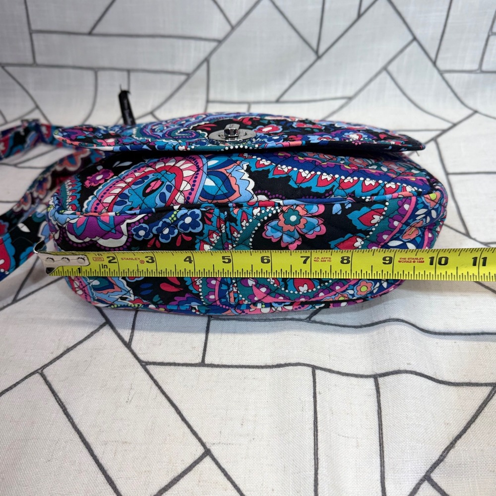 Vera Bradley Crossbody Bag Small Midnight Blues Paisley Quilted Cotton Turnlock - Picture 6 of 12